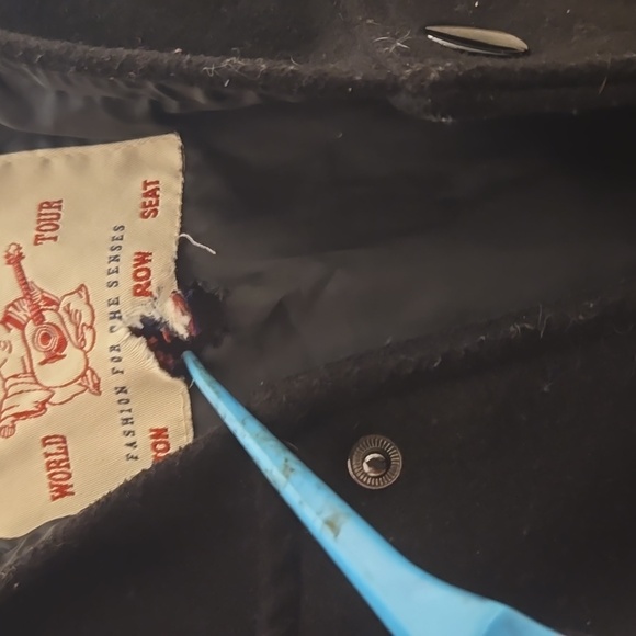 True Religion Men's Black & White Hooded Varsity Jacket XL - Picture 8 of 8